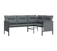 vidaXL Sofá de Esquina de jardín Acero y textilene Gris Antracita