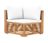 Vidaxl sofá de esquina de jardín cojín color crema madera maciza teca
