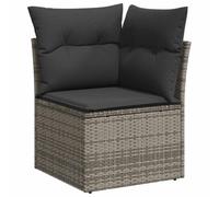 vidaXL Sofá de Esquina de Jardín con Cojines, Sillón Esquinero, Sofá Modular de Exterior, Mueble Asiento para Patio Terraza, Ratán Sintético Gris