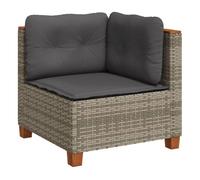 Vidaxl sofá de esquina de jardín con cojines ratán sintético gris