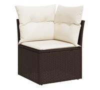 Vidaxl sofá de esquina de jardín con cojines ratán sintético marrón