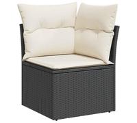 vidaXL Sofá de Esquina de Jardín con Cojines, Sillón Esquinero, Sofá Modular de Exterior, Mueble Asiento para Patio Terraza, Ratán Sintético Negro