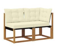 vidaXL Sofá de Esquina y Centro para Exterior 2 Pieza Natural, Muebles de balcón, Estilo Moderno al Aire Libre, Resistente, Madera de Acacia, Ideal para Relax en el jardín