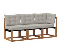 vidaXL Sofá de Esquina y Centro para Exterior 3 Pieza Natural, Muebles de balcón, Estilo Moderno al Aire Libre, Resistente, Madera de Acacia, Ideal para Relax en el jardín