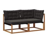 vidaXL Sofá de Esquina y Centro para Exterior 7 Pieza Natural, Muebles de Balcón, Estilo Moderno al Aire Libre, Conjunto de Lounge de Madera Acacia Duradera para Relajación y Confort Versátiles en el