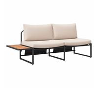 vidaXL Sofá de Exterior Taupe con Cojines 3 plazas, Estructura de Metal Resistente a la Intemperie, diseño Moderno para balcón, Patio, jardín, Muebles, Asientos