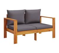 vidaXL Sofá de jardín 2 plazas con Cojines Madera Maciza de Acacia