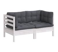 vidaXL Sofá de Jardín 2 Plazas con Cojines Patio Terraza Exterior Hogar Silla Asiento Muebles Mobiliario Suave Robusto Gris Antracita Madera Pino
