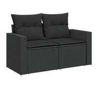 vidaXL Sofá de jardín 2 plazas con Cojines ratán sintético Negro
