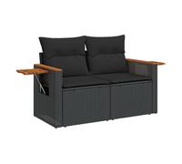 Vidaxl sofá de jardín 2 plazas con cojines ratán sintético negro