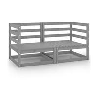 vidaXL Sofá de Jardín 2 Plazas Mobiliario Muebles Exterior Patio Terraza Hogar Silla Asiento Suave Robusto Estable Gris Madera Maciza Pino