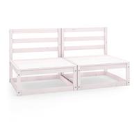 vidaXL Sofá de Jardín 2 Plazas Mobiliario Muebles Exterior Patio Terraza Hogar Silla Asiento Suave Robusto Estable Blanco Madera Maciza Pino