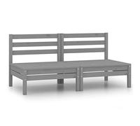 vidaXL Sofá de Jardín 2 Plazas Mobiliario Muebles Exterior Patio Terraza Hogar Silla Asiento Suave Robusto Estable Gris Madera Maciza Pino
