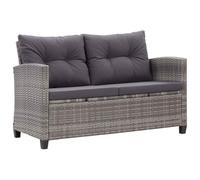 vidaXL Sofá de jardín 2 plazas y cojines ratán sintético gris 124 cm