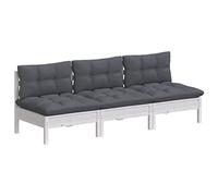 vidaXL Sofá de Jardín 3 Plazas con Cojines Patio Terraza Exterior Hogar Silla Asiento Muebles Mobiliario Suave Robusto Gris Antracita Madera Pino