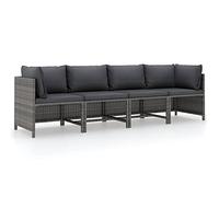 vidaXL Sofá de Jardín 4 Plazas con Cojines Mobiliario Muebles Exterior Patio Terraza Hogar Silla Asiento Suave Estable Ratán Sintético Gris