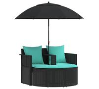 vidaXL Sofá de jardín 8 uds. ratán sintético Negro y Turquesa