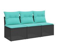 vidaXL Sofá de jardín con cojín Negro 165 x 62 x 69 cm Poliratán | Cambia fácil la configuración del sofá para ajustarlo a tu espacio, Hecho de ratán sintético que aguanta los UV y es