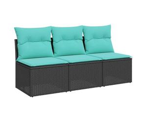 vidaXL Sofá de jardín con cojín Negro 165 x 62 x 69 cm Poliratán | Cambia fácil la configuración del sofá para ajustarlo a tu espacio, Hecho de ratán sintético que aguanta los UV y es