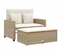 vidaXL Sofá de Jardín con Cojines 2 Plazas, Asiento Exterior, Sofá Biplaza, Mueble para Patio Terraza Balcón, Ratán y Madera Acacia Beige