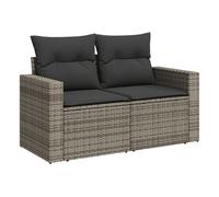 vidaXL Sofá de Jardín de 2 Plazas con Cojines, Sillón de Exterior, Sofá Modular, Asiento para Patio Terraza Balcón, Ratán Sintético Gris