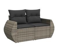 vidaXL Sofá de Jardín de 2 Plazas con Cojines, Sillón de Exterior, Sofá Modular, Asiento para Patio Terraza Balcón, Ratán Sintético Gris