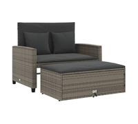 vidaXL Sofá de Jardín con Cojines de 2 Plazas, Asiento Exterior, Sofá Biplaza, Mueble para Patio Terraza Balcón, Ratán Sintético Gris