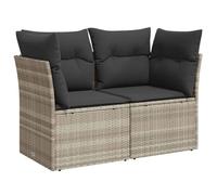 vidaXL Sofá de Jardín de 2 Plazas con Cojines, Sillón de Exterior, Sofá Modular, Asiento para Patio Terraza Balcón, Ratán Sintético Gris Claro