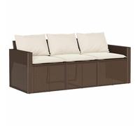 vidaXL Sofá de jardín con Cojines 3 plazas ratán sintético marrón, sofá de Exterior, sillón de jardín de 3 plazas, sofá de jardín para Cuatro Personas