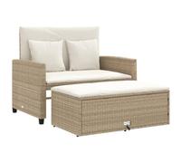vidaXL Sofá de Jardín con Cojines de 2 Plazas, Asiento Exterior, Sofá Biplaza, Mueble para Patio Terraza Balcón, Ratán Sintético Beige