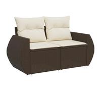 vidaXL Sofá de Jardín con Cojines de 2 Plazas, Asiento Exterior, Sofá Biplaza, Mueble para Patio Terraza Balcón, Ratán Sintético Marrón
