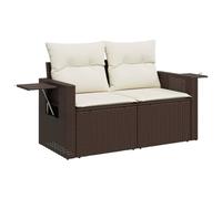 vidaXL Sofá de Jardín con Cojines de 2 Plazas, Asiento Exterior, Sofá Biplaza, Mueble para Patio Terraza Balcón, Ratán Sintético Marrón