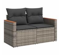 vidaXL Sofá de Jardín con Cojines de 2 Plazas, Asiento Exterior, Sofá Biplaza, Mueble para Patio Terraza Balcón, Ratán Sintético Gris