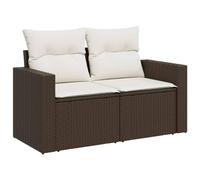 vidaXL Sofá de Jardín con Cojines de 2 Plazas, Asiento Exterior, Sofá Biplaza, Mueble para Patio Terraza Balcón, Ratán Sintético Marrón