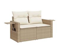vidaXL Sofá de Jardín con Cojines de 2 Plazas, Asiento Exterior, Sofá Biplaza, Mueble para Patio Terraza Balcón, Ratán Sintético Beige