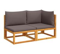 vidaXL Sofá de jardín 2 plazas con Cojines Madera Maciza de Acacia, sofá de Exterior, Muebles de Exterior, Muebles de terraza, Muebles de jardín