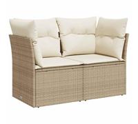 vidaXL Sofá de Jardín de 2 Plazas con Cojines, Sillón de Exterior, Sofá Modular, Asiento para Patio Terraza Balcón, Ratán Sintético Beige