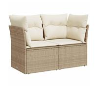 vidaXL Sofá de Jardín de 2 Plazas con Cojines, Sillón de Exterior, Sofá Modular, Asiento para Patio Terraza Balcón, Ratán Sintético Beige