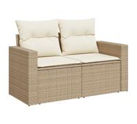 vidaXL Sofá de Jardín de 2 Plazas con Cojines, Sillón de Exterior, Sofá Modular, Asiento para Patio Terraza Balcón, Ratán Sintético Beige