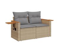 Vidaxl sofá de jardín con cojines de 2 plazas ratán sintético beige