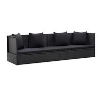 vidaXL Sofá de Jardín con Cojines y Almohadas Exterior Patio Aire Libre Terraza Asiento Terraza Tumbona Butaca Ratán Sintético Negro