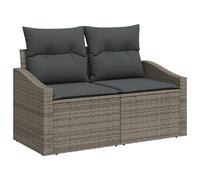 vidaXL Sofá de dos plazas para exteriores con cojín gris ratán impermeable diseño moderno para balcón, jardín, relajación, muebles, asiento de poliéster estructurado, terraza, asiento cómodo