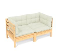 vidaXL Sofá de Jardín de 2 Plazas con Cojines Patio Terraza Exterior Hogar Silla Asiento Muebles Mobiliario Suave Robusto Crema Madera Maciza Pino