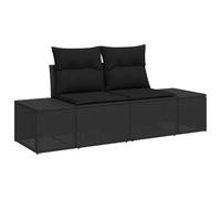 vidaXL Sofá de jardín de 2 plazas con Cojines Negros de ratán sintético, Resistente Exterior. Ideal para tu balcón o Patio. Tiene un diseño Moderno y es un sofá súper Relajante, p