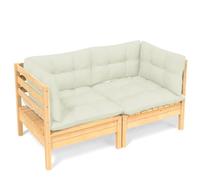 vidaXL Sofá de Jardín de 2 Plazas con Cojines Patio Terraza Exterior Hogar Silla Asiento Muebles Mobiliario Suave Robusto Crema Madera Maciza Pino