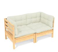 vidaXL Sofá de Jardín de 2 Plazas con Cojines Patio Terraza Exterior Hogar Silla Asiento Muebles Mobiliario Suave Robusto Crema Madera Maciza Pino