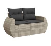vidaXL Sofá de Jardín de 2 Plazas con Cojines, Sillón de Exterior, Sofá Modular, Asiento para Patio Terraza Balcón, Ratán Sintético Gris Claro