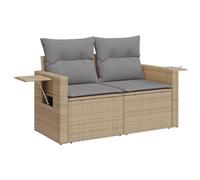 vidaXL Sofá de Jardín de 2 Plazas con Cojines, Sillón de Exterior, Sofá Modular, Asiento para Patio Terraza Balcón, Ratán Sintético Beige