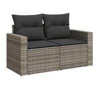 vidaXL Sofá de Jardín de 2 Plazas con Cojines, Sillón de Exterior, Sofá Modular, Asiento para Patio Terraza Balcón, Ratán Sintético Gris
