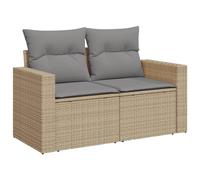 vidaXL Sofá de Jardín de 2 Plazas con Cojines, Sillón de Exterior, Sofá Modular, Asiento para Patio Terraza Balcón, Ratán Sintético Beige